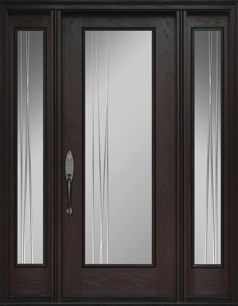 #005_Smooth Flush Door with two panel sidelites Alesso glass