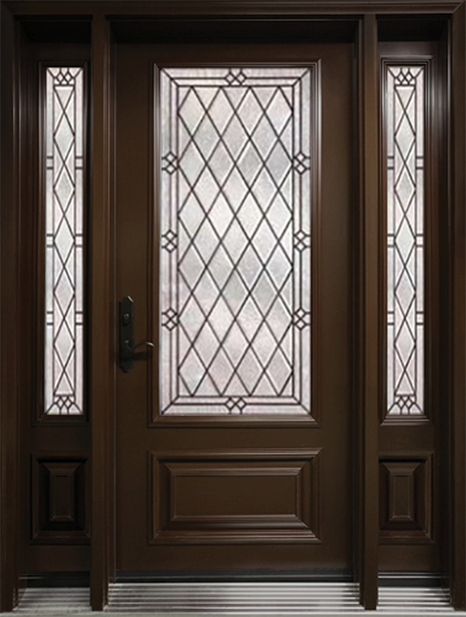 #006_Smooth Flush Door with two panel sidelites Alston glass