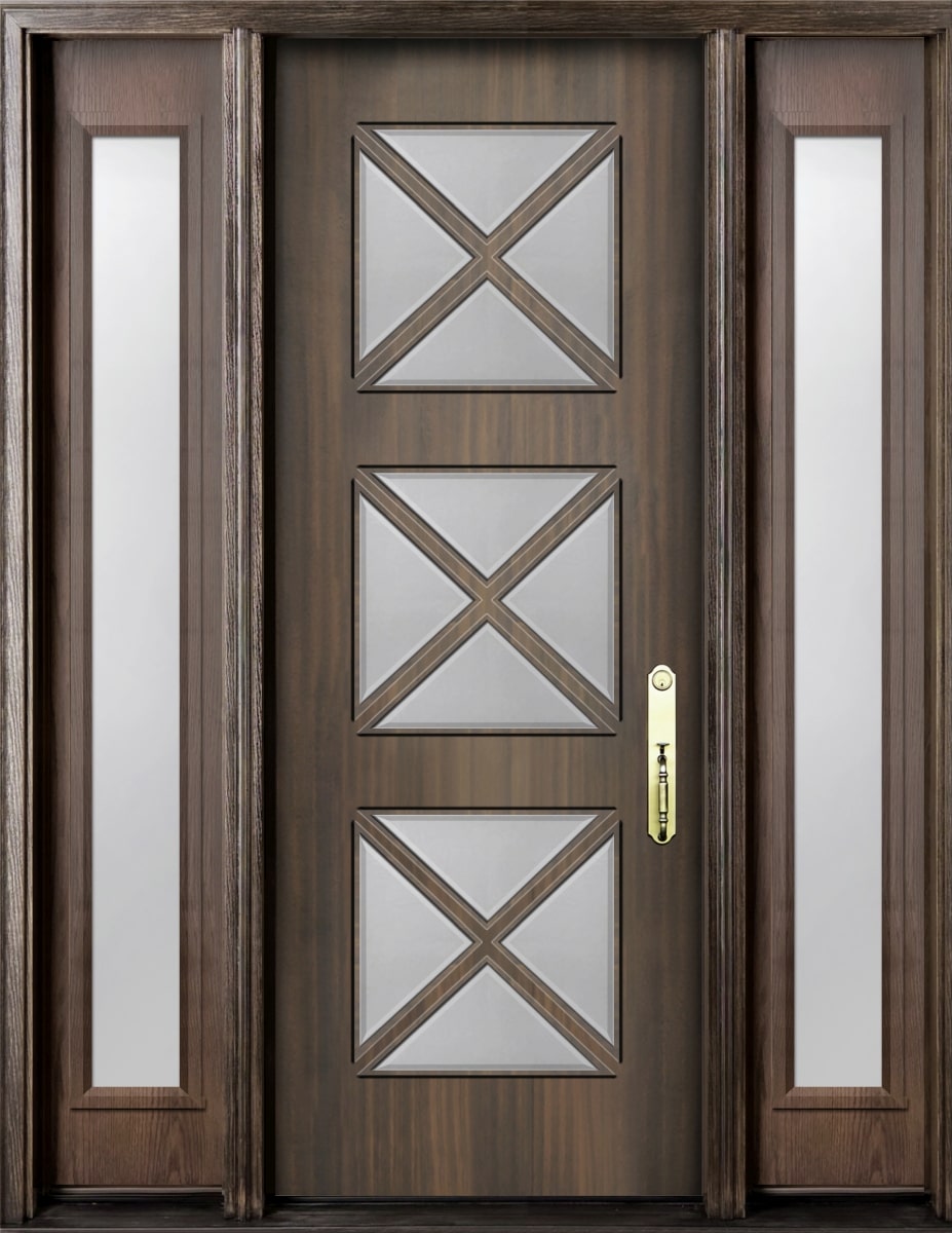 #012_Mahogany XP Door with two panel sidelites