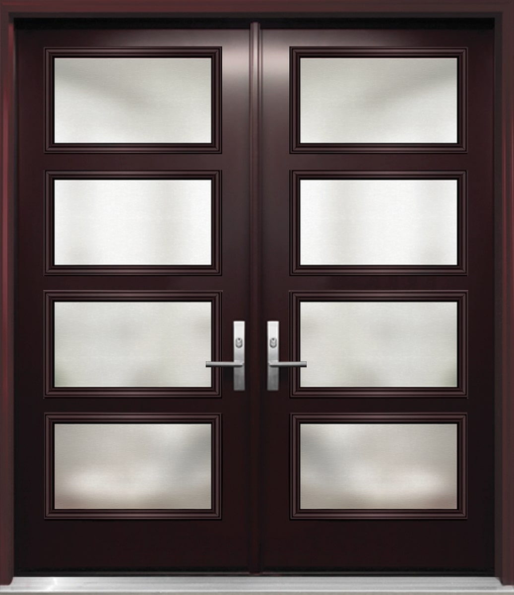 #047_Smooth Double Door with modern Grain inserts