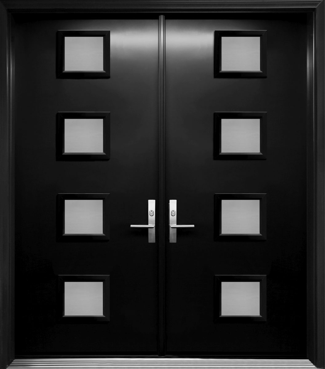 #049_Smooth Double Door with modern Glass inserts
