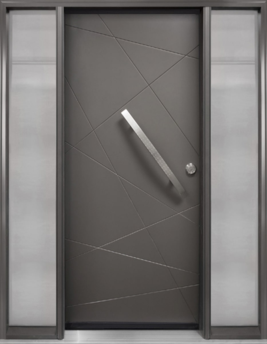 #089_Smooth Door with Abstract Grooves and fully glazed Sidelites