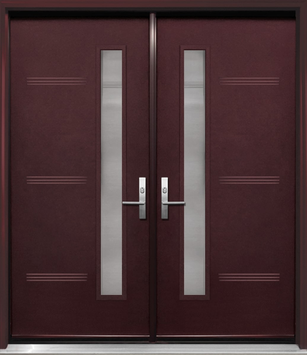 #114_Steel Double Door with glass inserts