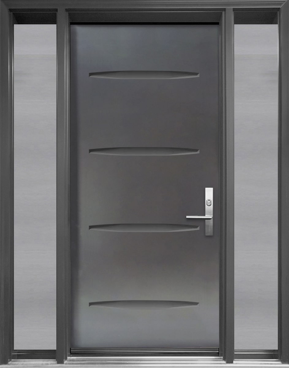 #120_Steel Modern Door with fully glazed Sidelites
