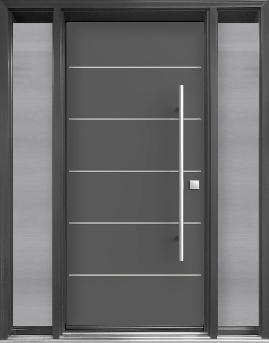 #132_Steel Modern Door Uno-1 with fully glazed Sidelites