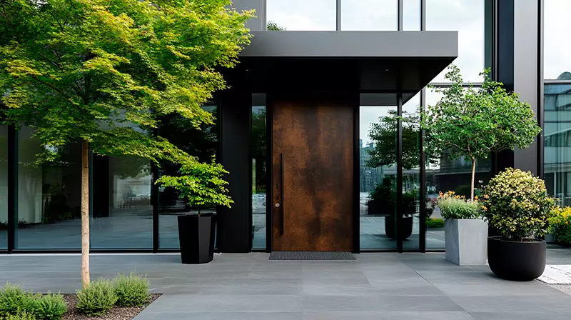 Industrial inspired metal doors