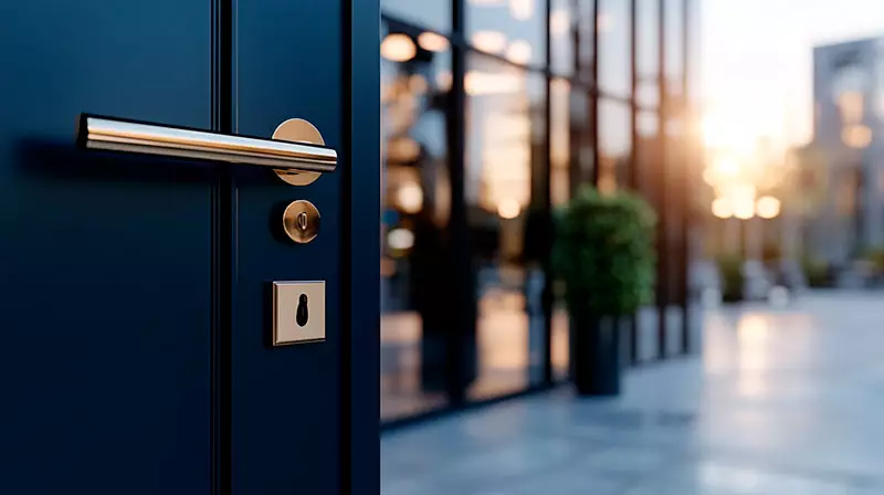 Navy blue door