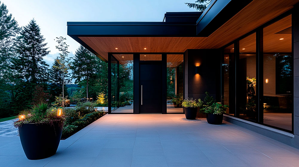 black front door in a canadian house