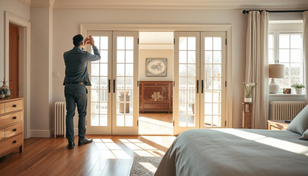 bedroom French door installation