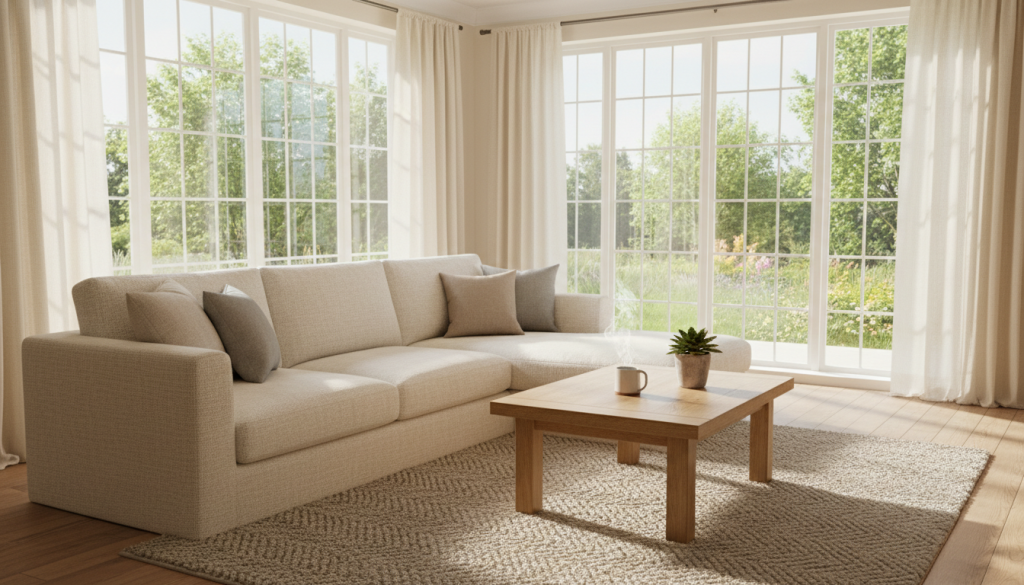 comfortable draft-free living space with energy-efficient windows