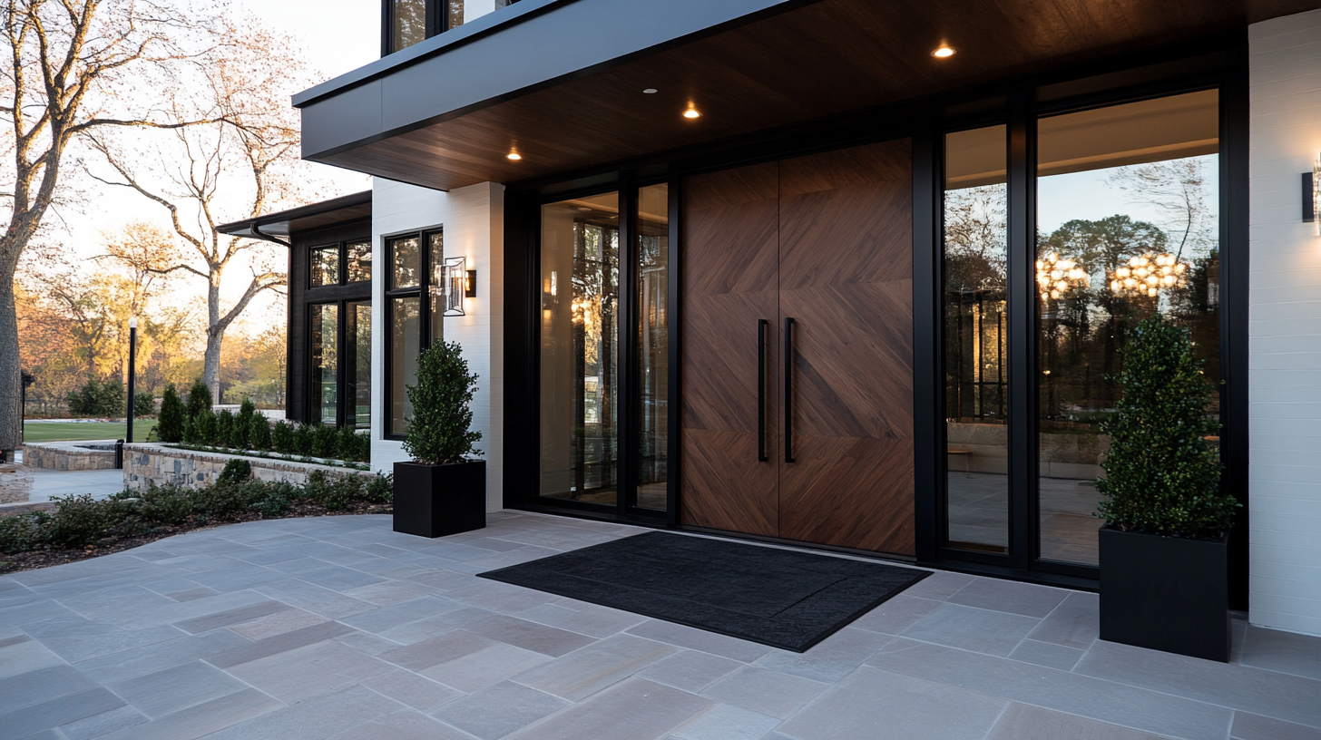 secure double front doors