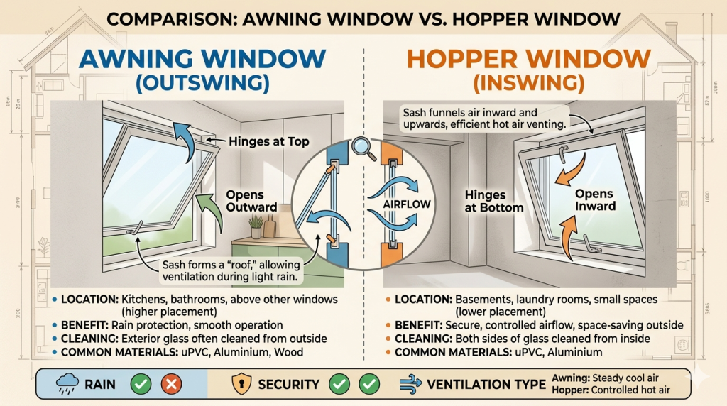 Awning vs Hopper Window comparison