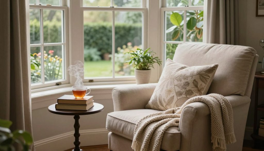 stylish reading nook bay window