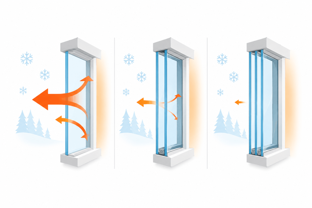 How much heat old windows lose, and how much a modern sealed unit holds back